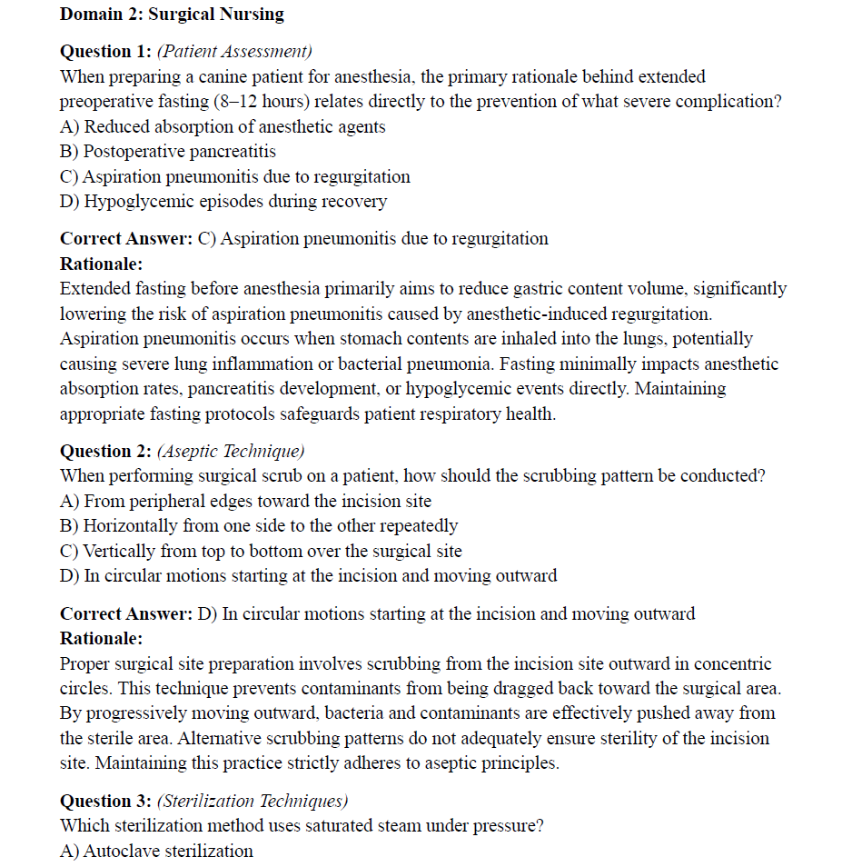 VTNE Practice Test Questions – 360 Questions Across 9 Domains with Extended Rationales