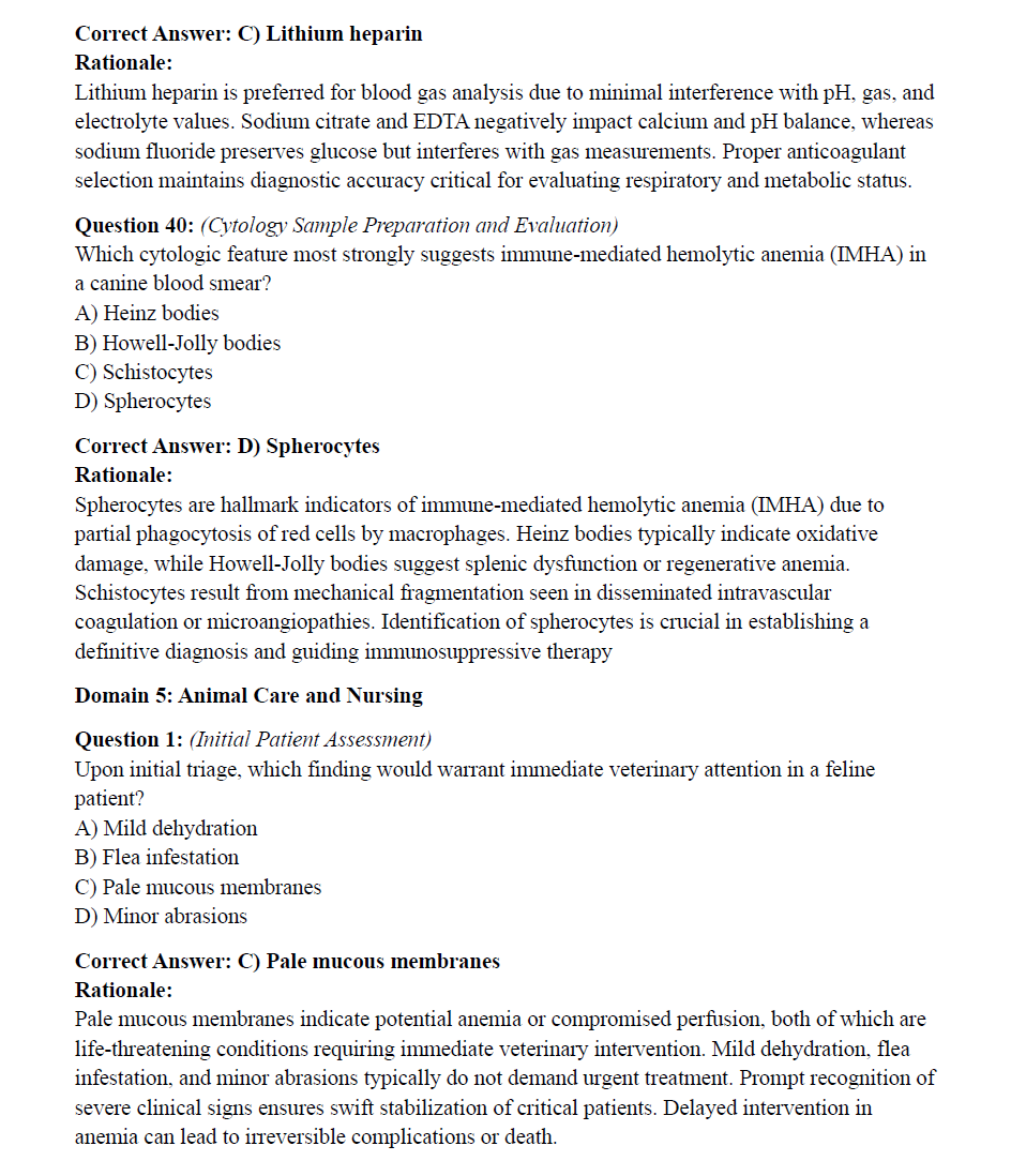 VTNE Practice Test Questions – 360 Questions Across 9 Domains with Extended Rationales