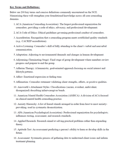 NCE Exam Ultimate Study Guide with Detailed Notes, Mock Exams, Scenario Questions, Cheat Sheet & More - The Health Exams